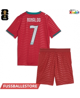 Günstige Portugal Cristiano Ronaldo #7 Heimtrikotsatz Kinder WM 2026 Kurzarm (+ Kurze Hosen)